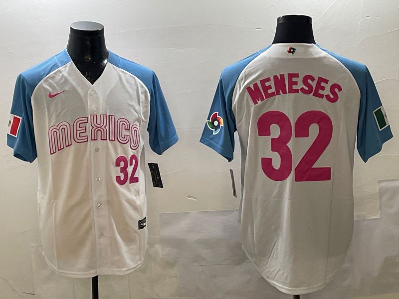 Men 2025 World Cub Mexico #32 Meneses White Nike MLB Jersey style 2->more jerseys->MLB Jersey